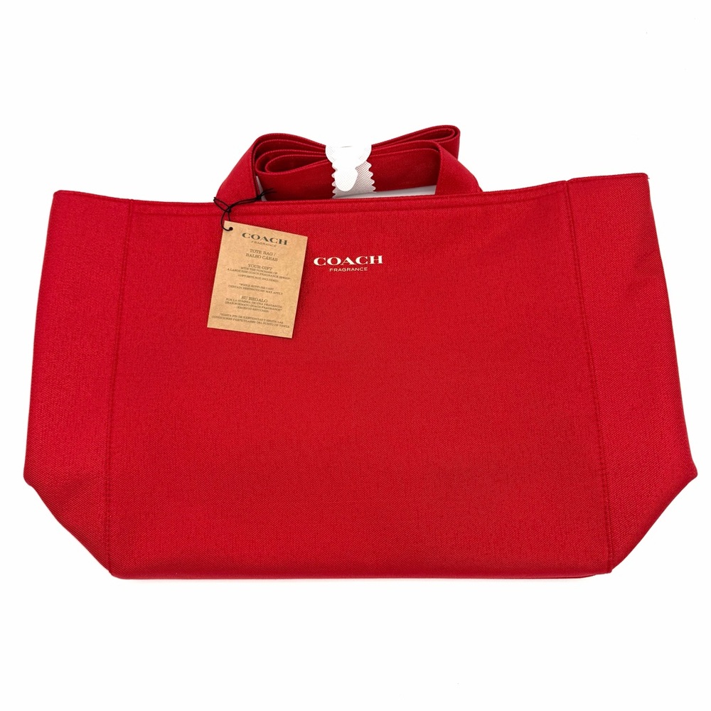 NWT New Coach Fragrance Tote Bag Carry On All Red Handbag Handles Flexible - Picture 2 of 4